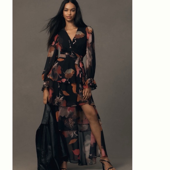 NWT Anthropologie Hutch Long-Sleeve V-Neck True Wrap Maxi Dress Floral 2X - Picture 6 of 17